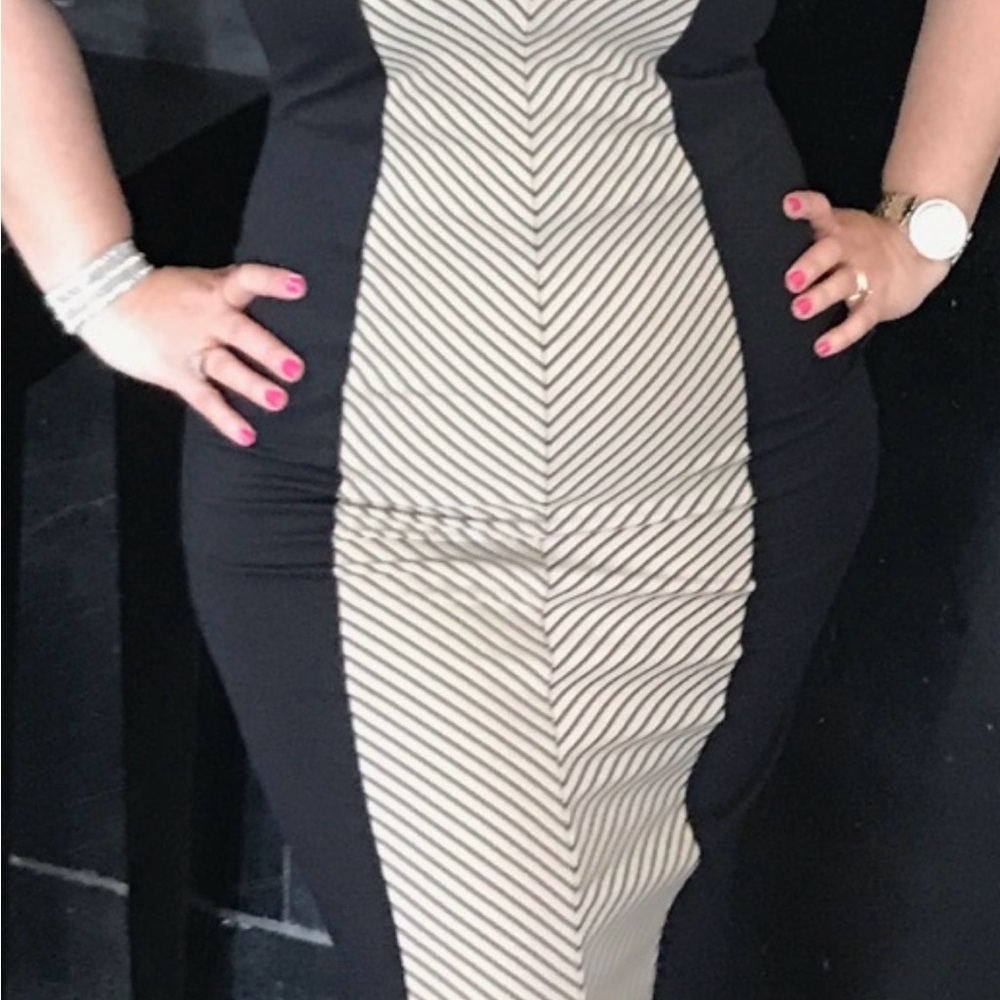 Black and White Striped Bodycon Dress